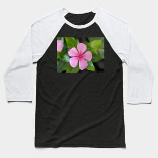 Little Pink Flower with Leaves Photographic Image Baseball T-Shirt